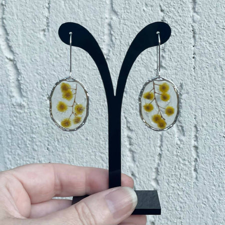 Australian native golden wattle resin earrings
