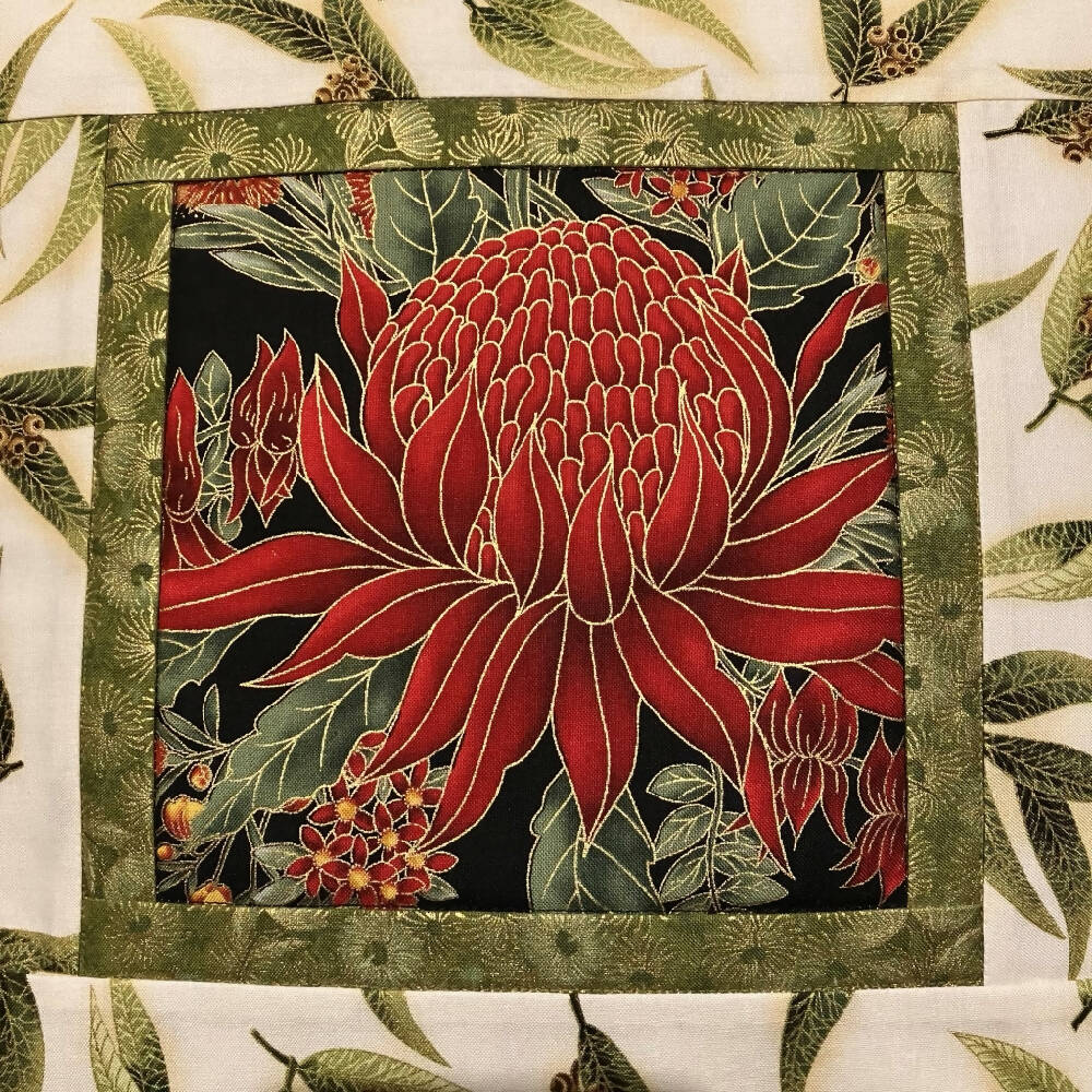 handmade Australian native quilted - WARATAH