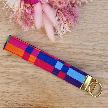 Bright and colourful plaid key fob/Key ring
