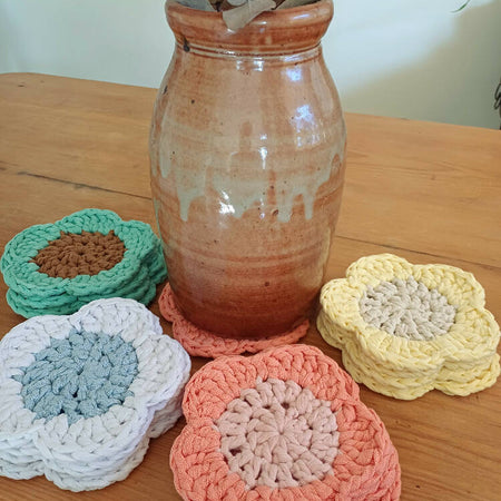 Large Thick Flower Coasters 4 Set