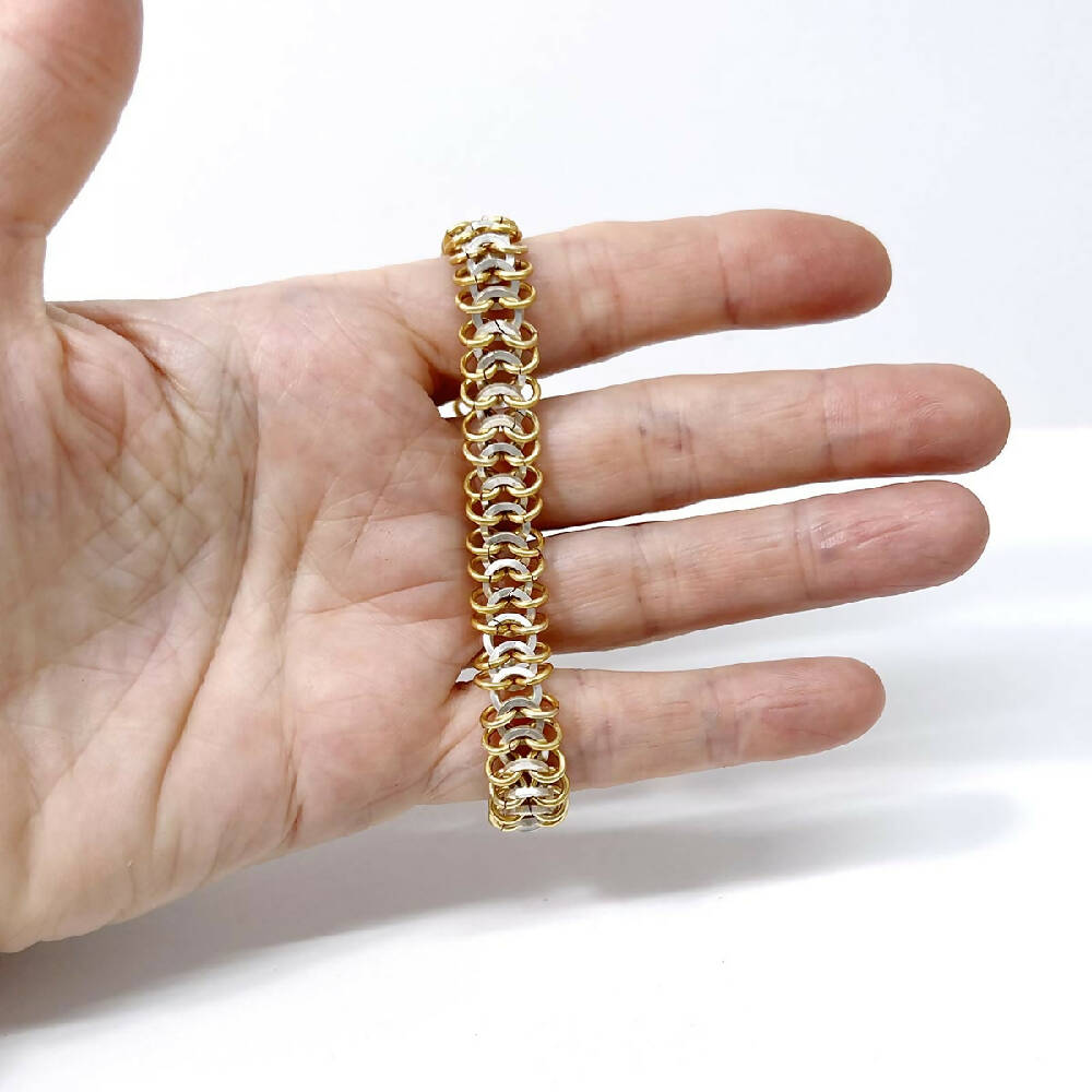 Sterlilng silver centipede & gold bracelet size1