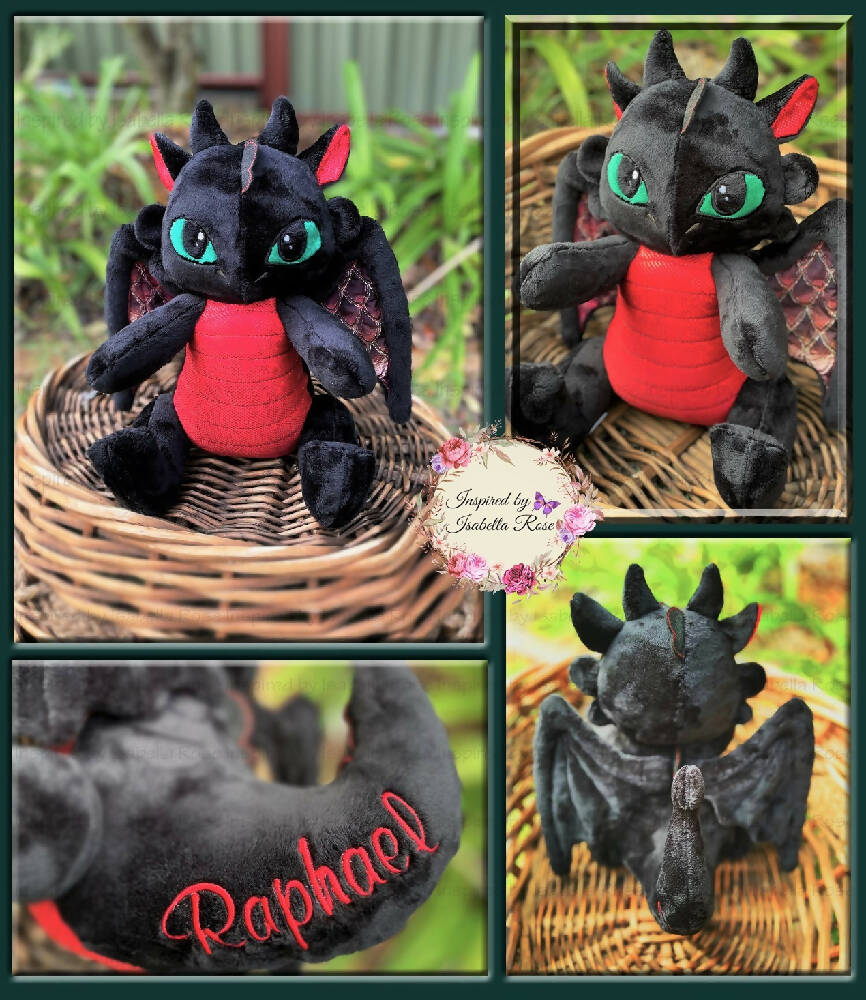 Jointed Dragon Plushie, Dragon wing set, Made to order