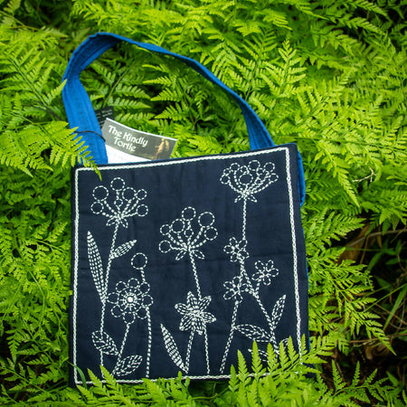 Embroidered Spring Flowers Shoulder Bag Tote