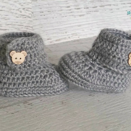 Baby Booties Grey Newborn Crochet Knit Shoes Socks