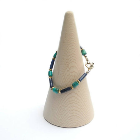 Bracelet Turquoise Lapis Lazuli Gemstone and Gold Beads