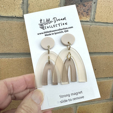 Beige frosted arch acrylic earrings