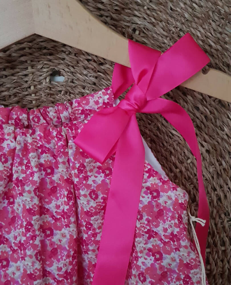 Girls Pink Floral Pillowcase Dress