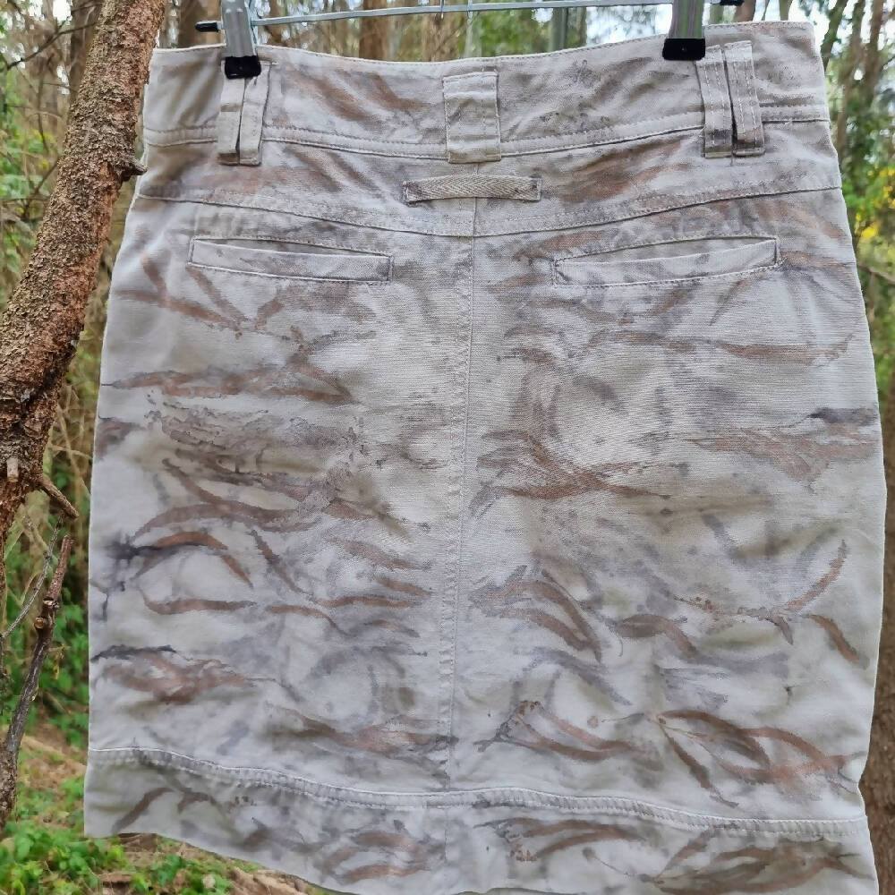 Skirt - Botanically Printed - Upcycled - Size 8 - Wearable Art