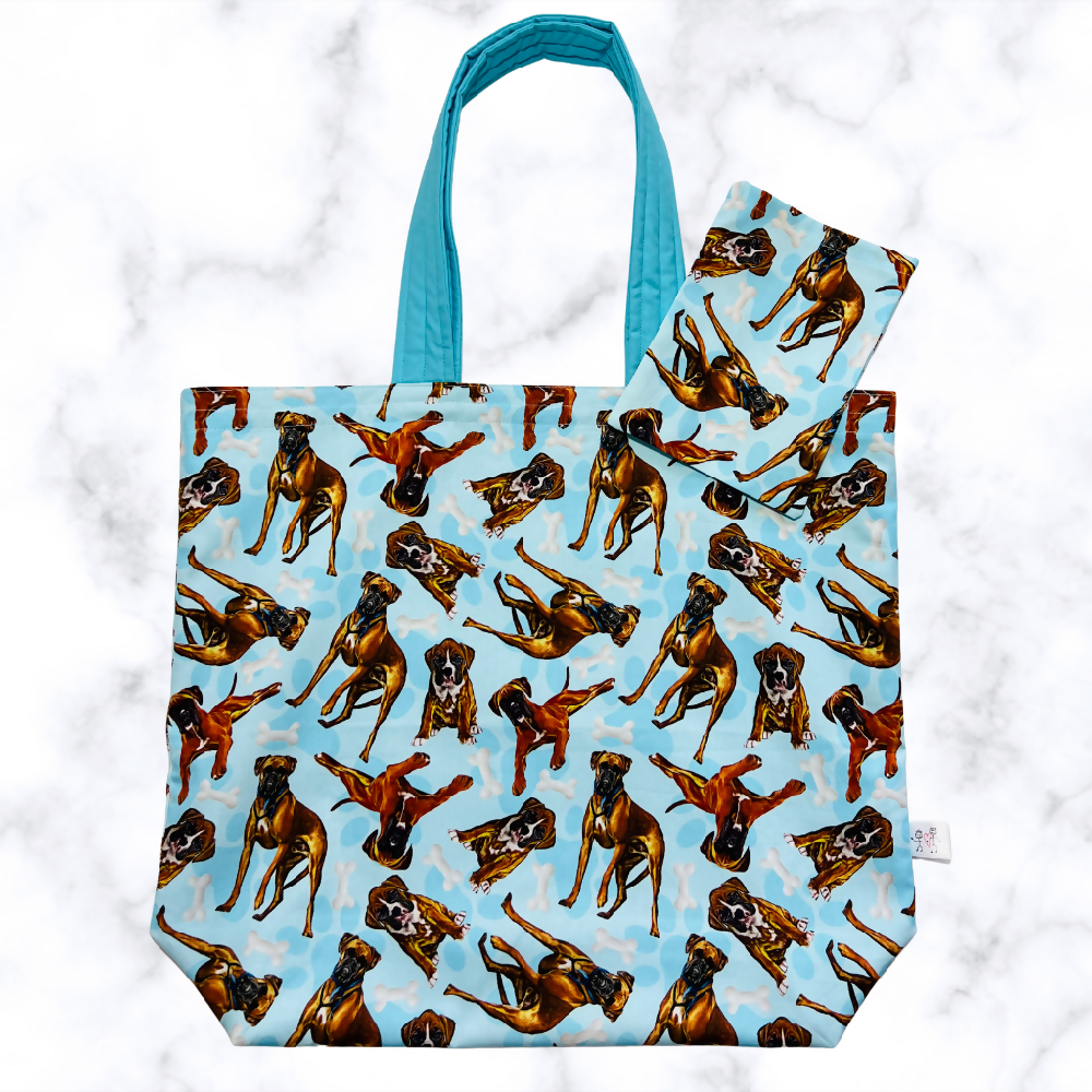 Grocery Tote ... Boxer ... Lined with storage pouch