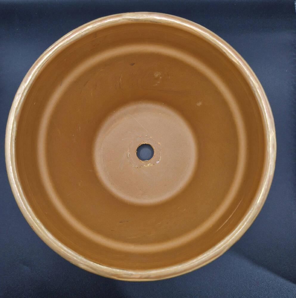 Peachy Golden Acrylic Poured Squat Terracotta Pot
