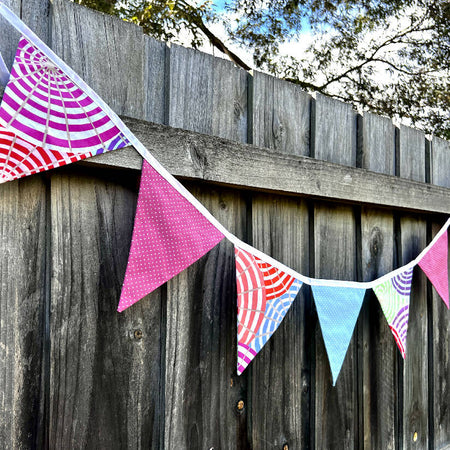 Flag Bunting - Swirls with Pink & Blue (7 flags)