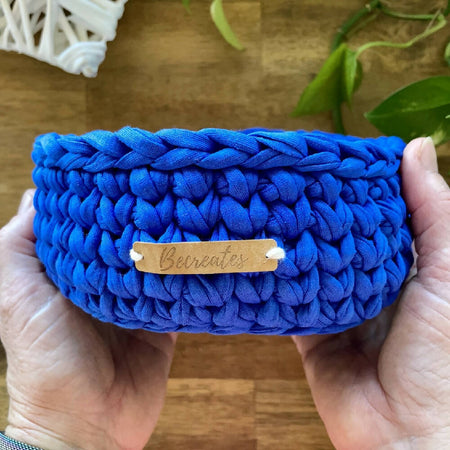 Crochet handmade basket - Cobalt Blue Medium