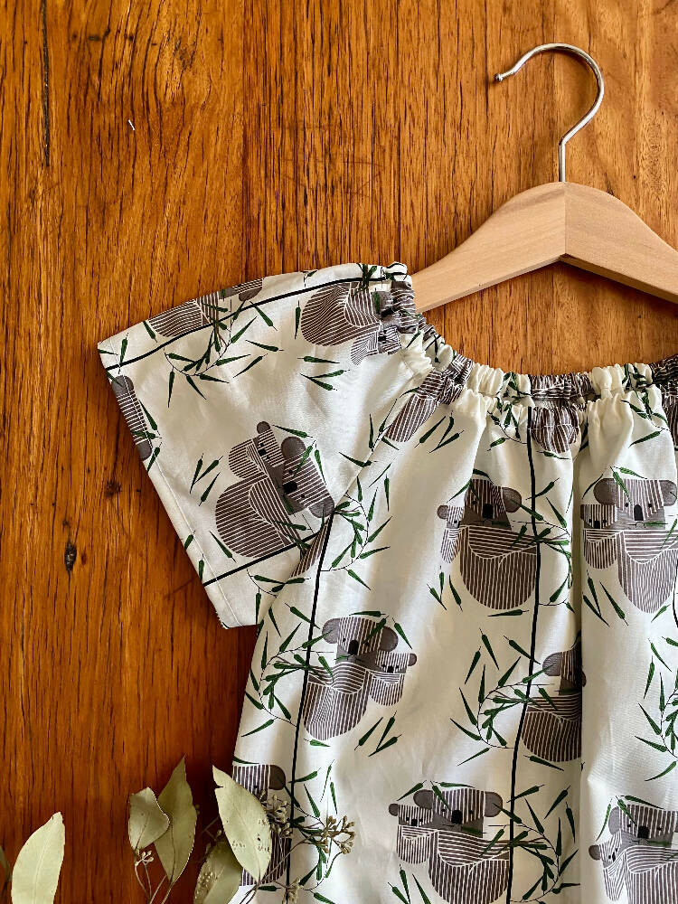 dress - koala / eco friendly organic cotton / cream grey green