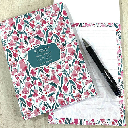 Writing Pad with Cover - Australian Gumnuts and Gum Leaves Notepad