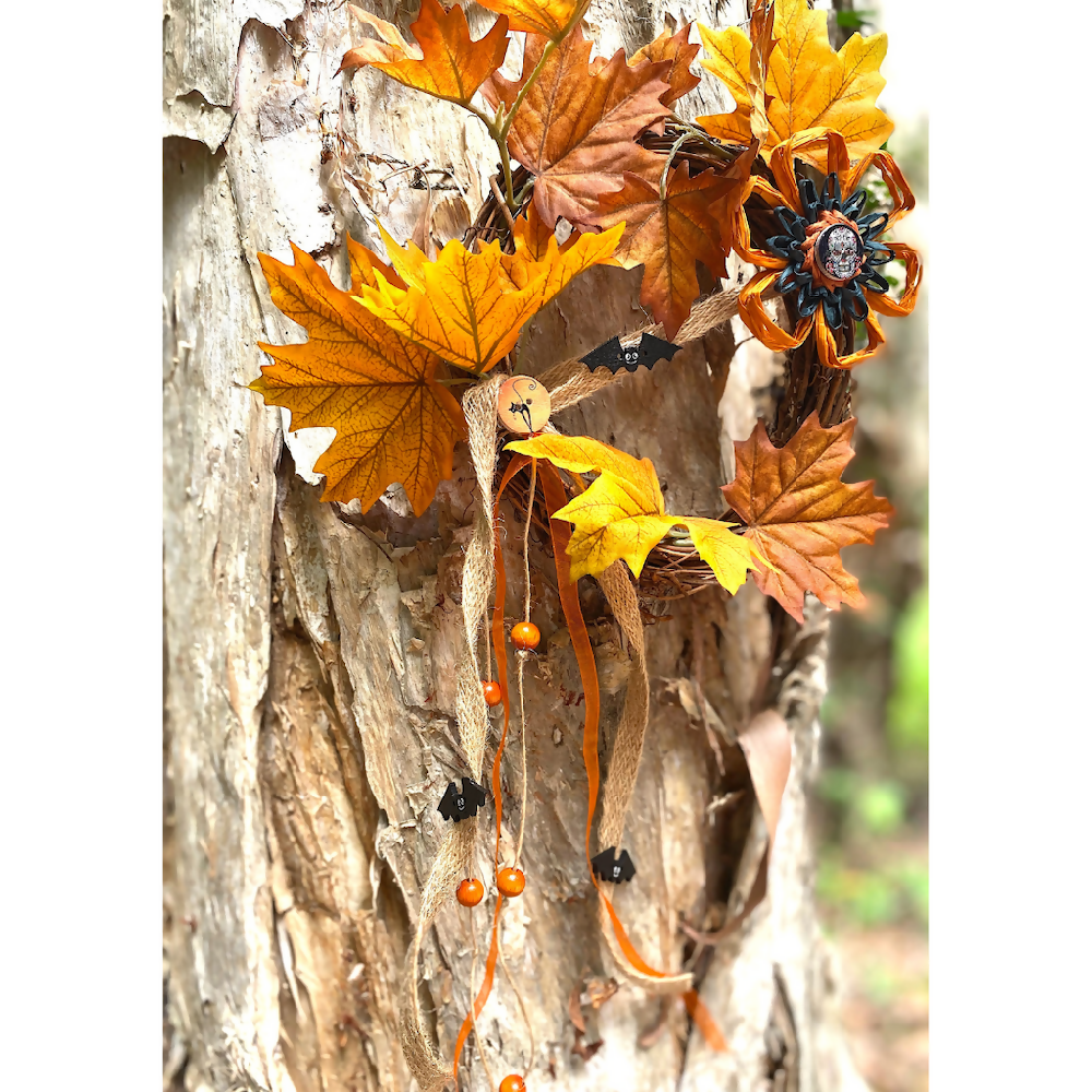 Grapevine Wreath with Maple Leaves - Autumn Decor