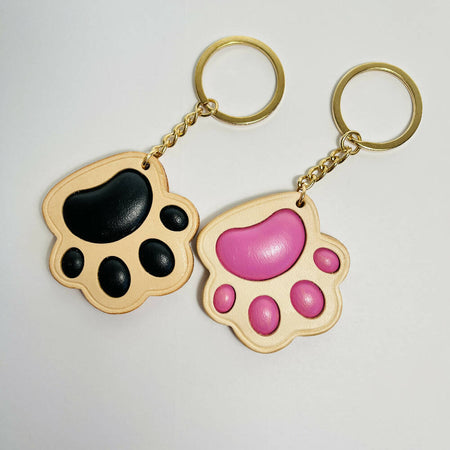 Pet footprints| Key holder| Couples gift | Veg tanned leather| acrylic painting| gift
