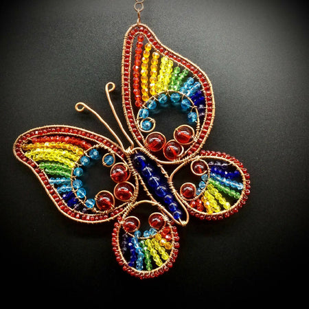 Rainbow Butterfly Crystal Suncatcher