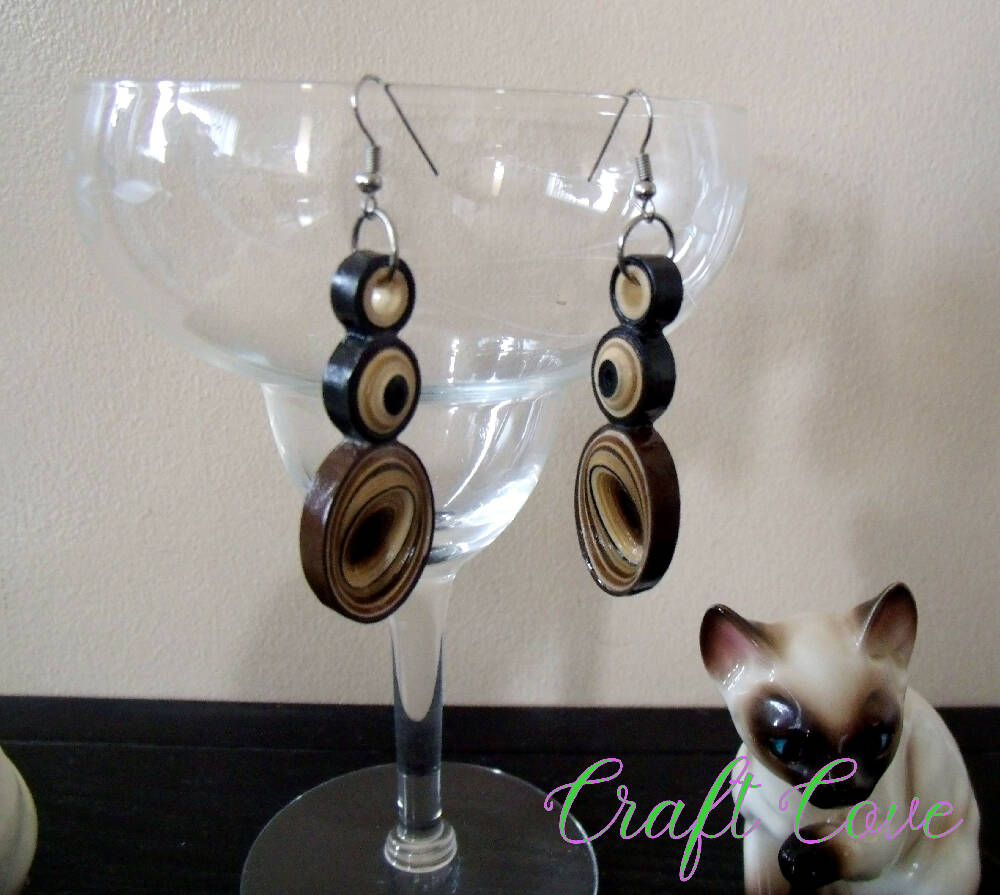 Earrings quilled in Ombre Brown Circles
