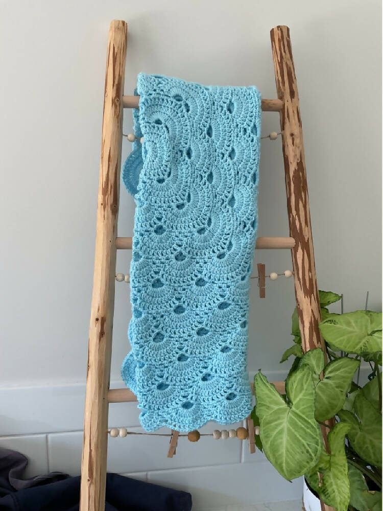 Crocheted Baby Blanket in Aqua