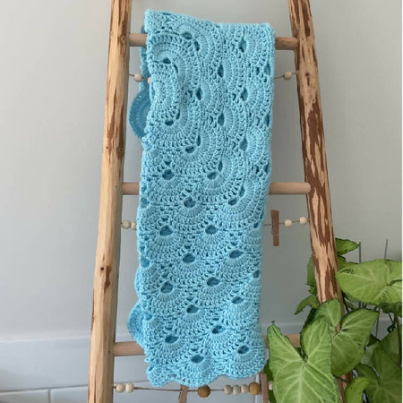 Crocheted Baby Blanket in Aqua