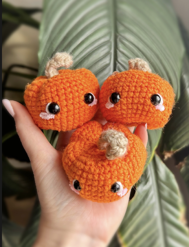 Small amigurumi crochet Pumpkin food plushie