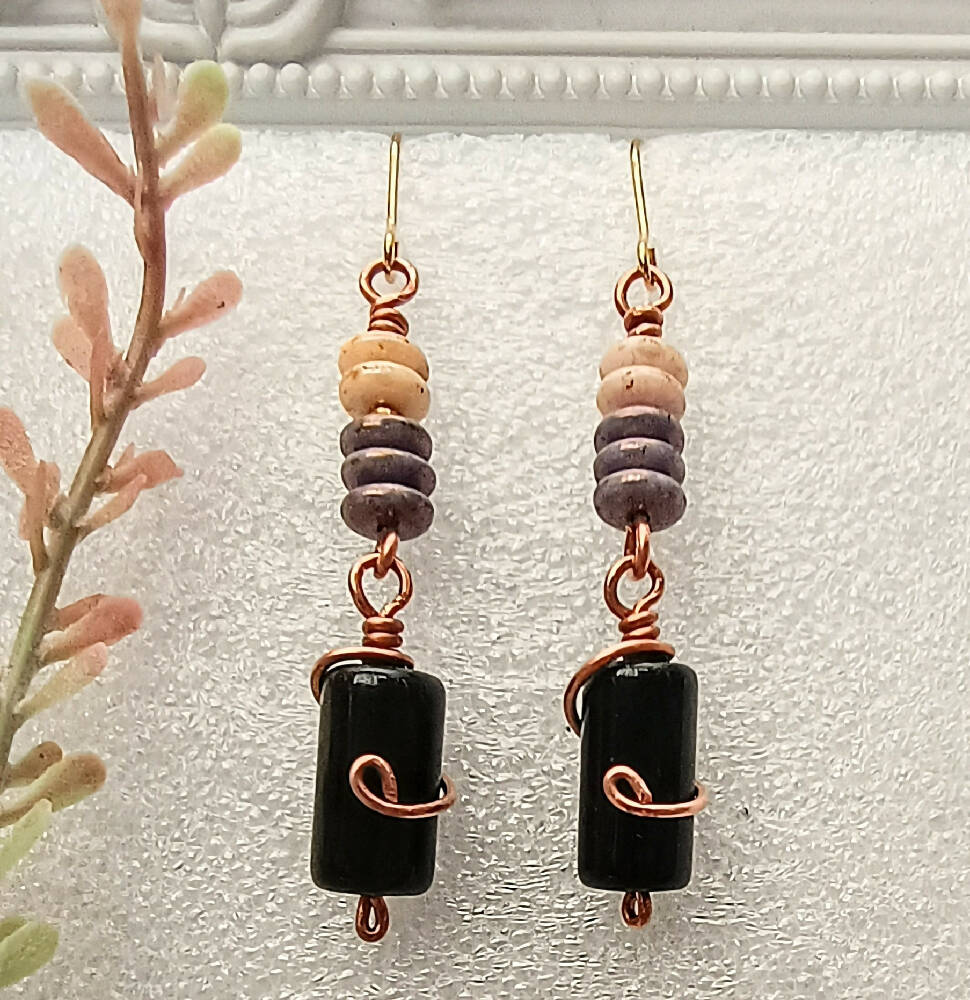 'Copper Jet' Wire-Wrap Earrings