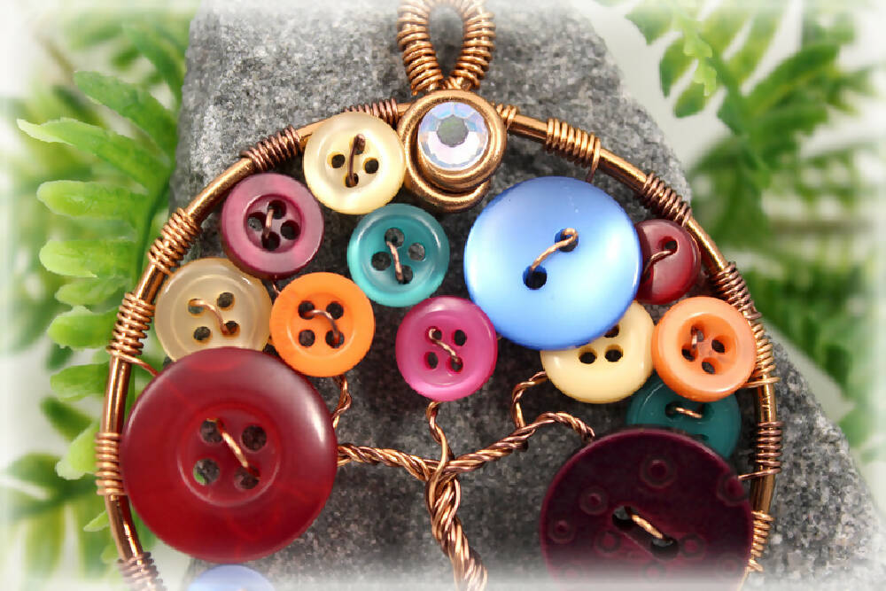 Tree of Life Button Tree Pendant