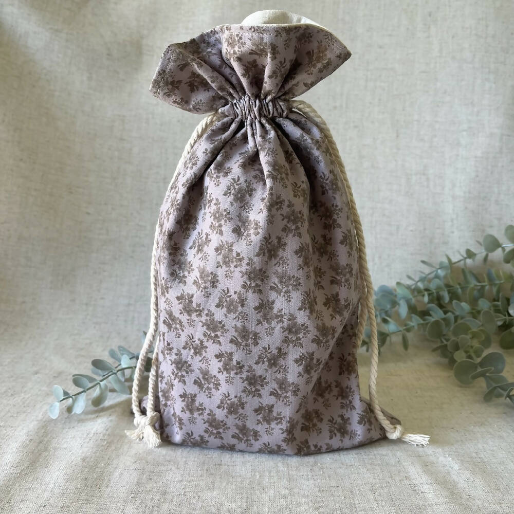 Reusable Fabric Gift Bag - Mauve Floral