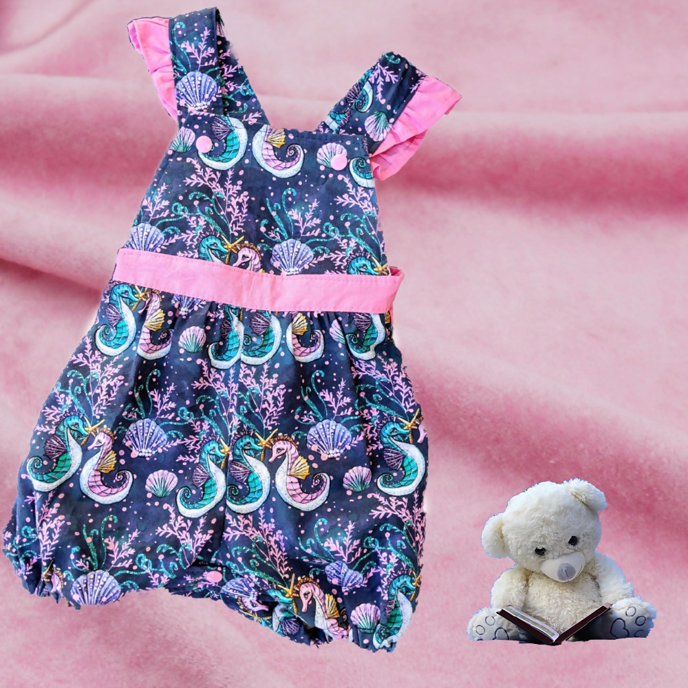 Baby Girls Summer Romper, Seahorse