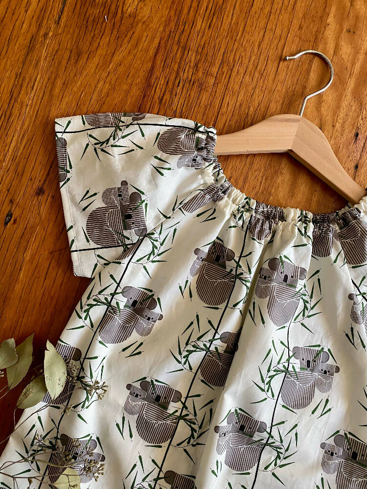dress - koala / eco friendly organic cotton / cream grey green