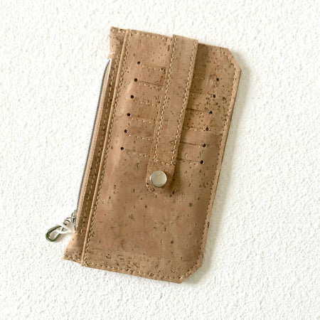 Cork Minimalist Wallet with Card Slots in Natural Cork