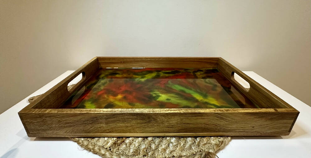 Resin Art Wooden Serving Tray, Breakfast Tray