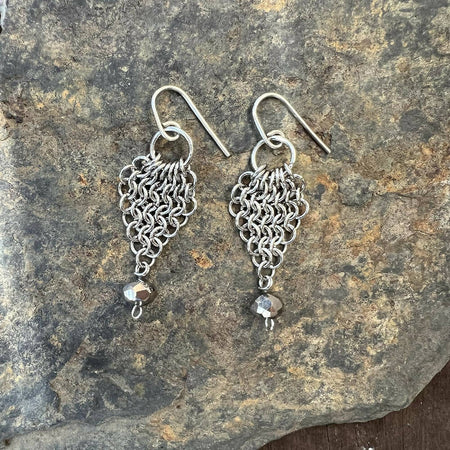 Stainless steel leaf chainmaille earrings