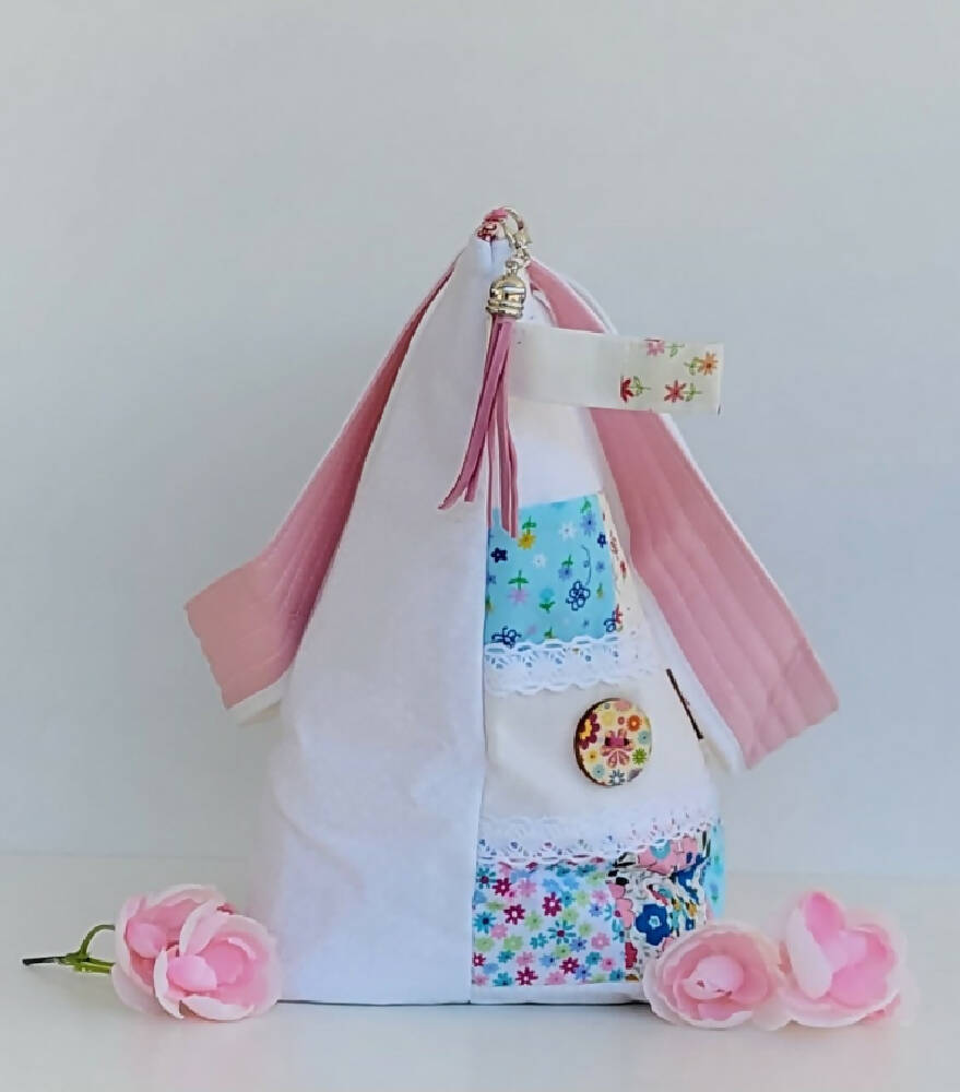 Pink and white bag for little girl.