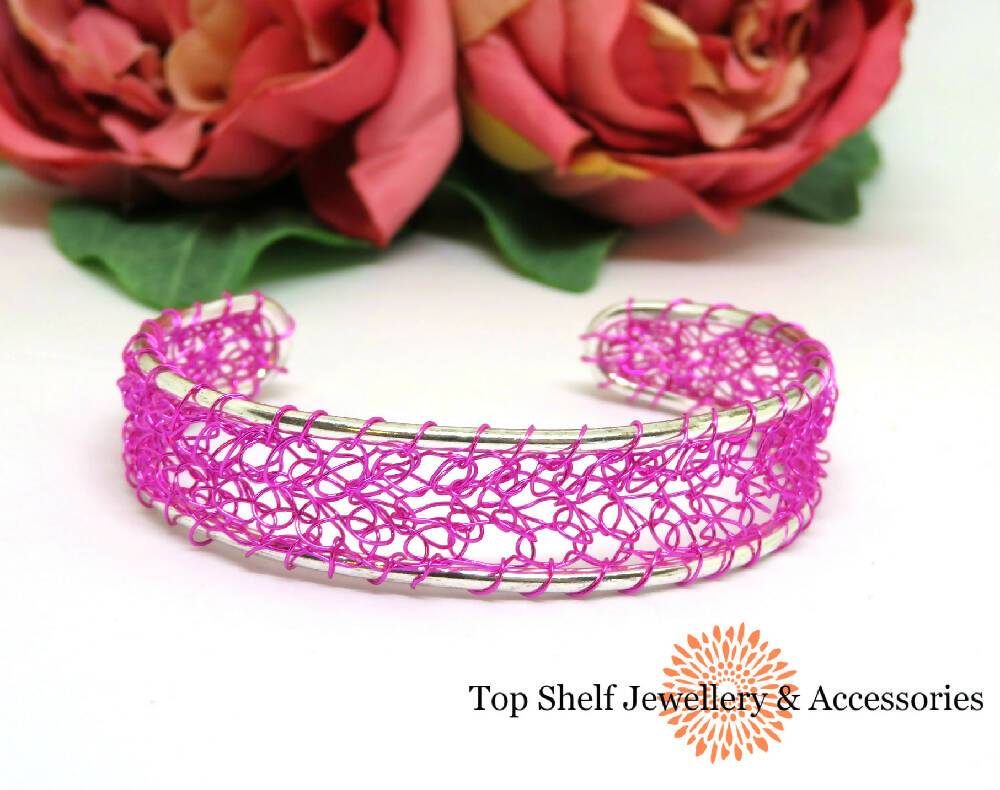 Fairy Floss Crochet Wire Cuff Bracelet