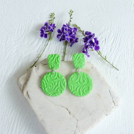 Lime Green Polymer Clay Earrings 
