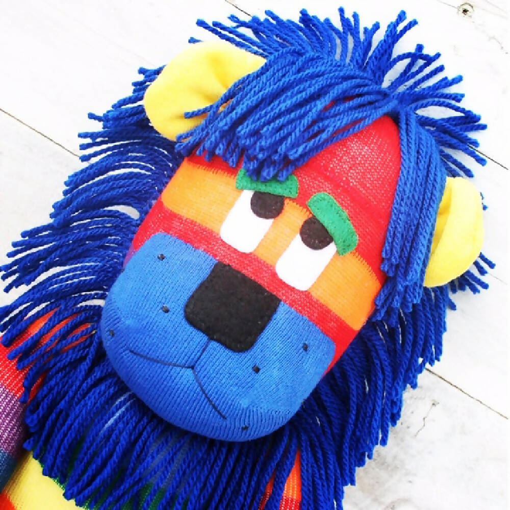 Lester the Rainbow Sock Lion - MADE TO ORDER soft toy
