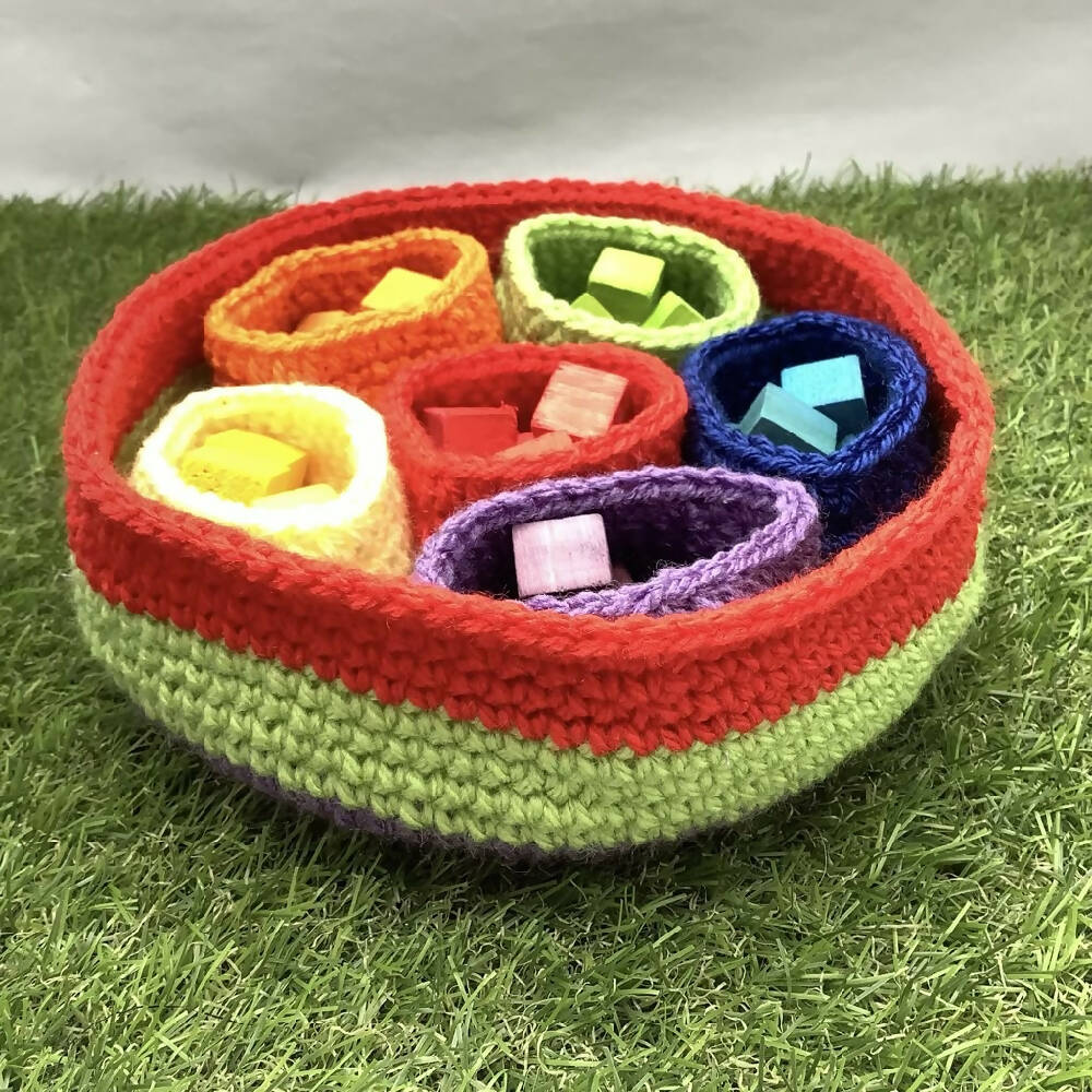 Sorting Bowls with Wooden Cubes Crochet