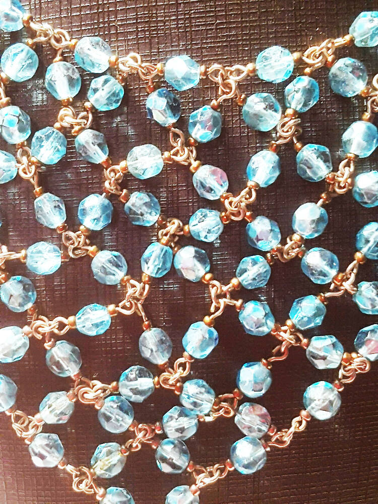 Beaded necklace. Swarovski Crystal bib style.