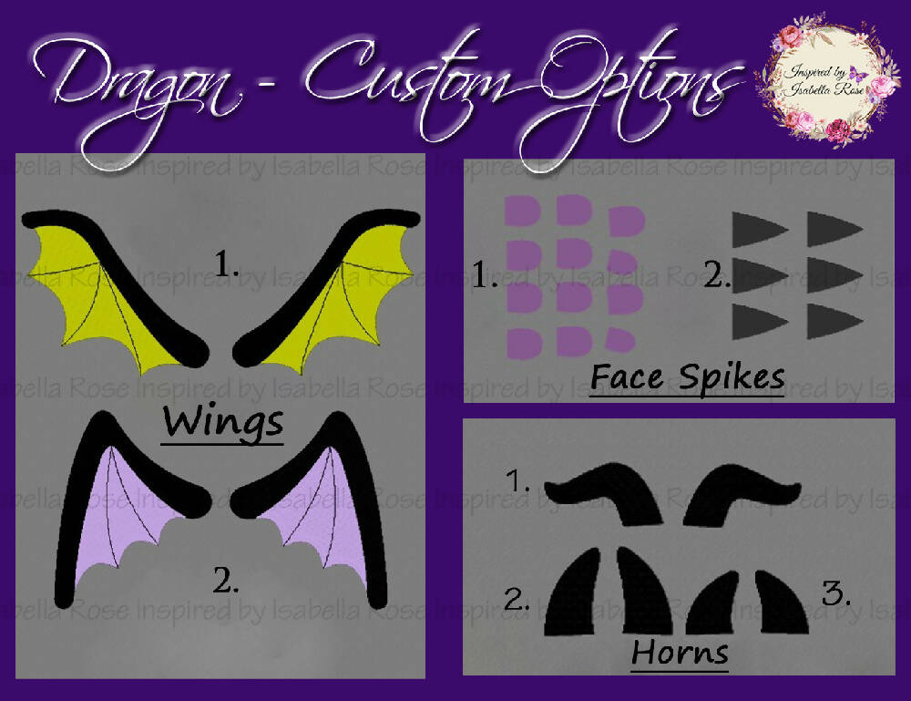 Jointed Dragon Plushie, Dragon wing set, Made to order