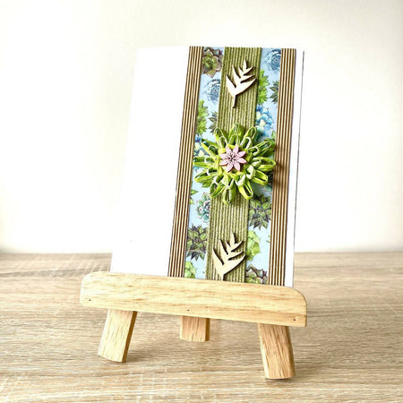 Greeting Card Flower Succulent Handmade White Recycled