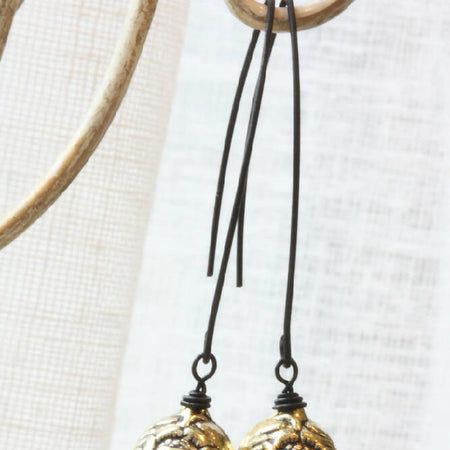 Vintage Gold Faceted Teardrop Wire Earrings