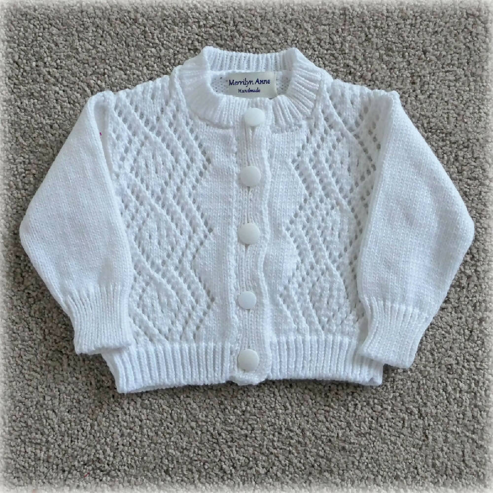 Cardigan: special occasion, baptism, wedding. Cotton, hand made