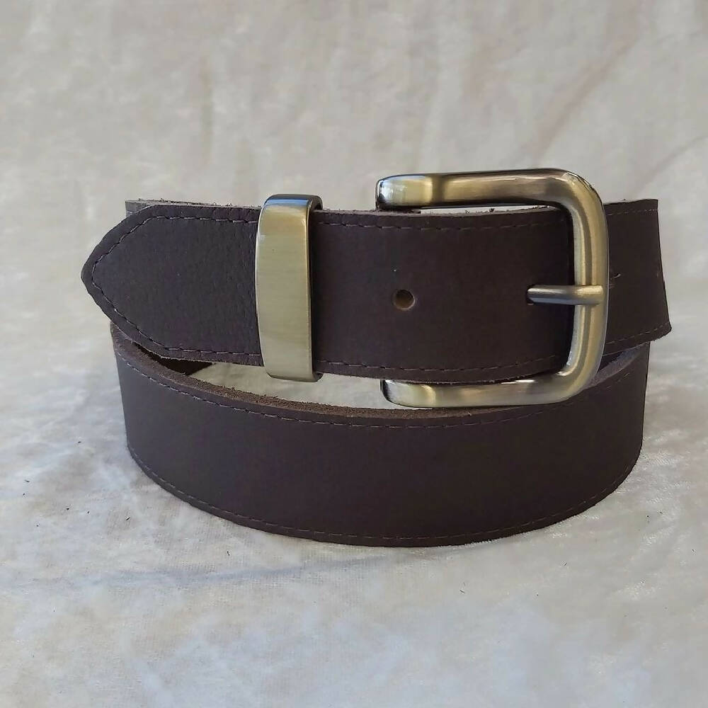 Dark Brown Full Grain Cowhide Leather Belt, Australian Made, 39mm Wide
