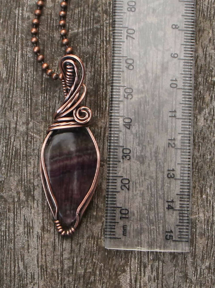 Rainbow Fluorite in Copper with chain