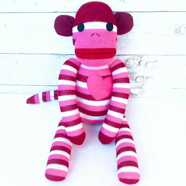 Pink sock clearance monkey dog toy