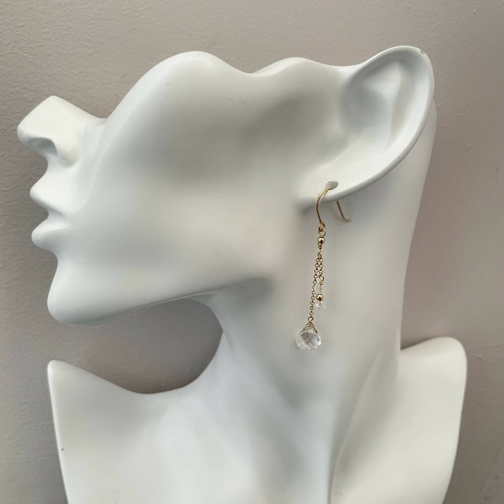 14K Gold filled crystal chain earrings