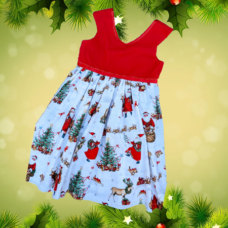 Xmas Dress, Vintage Santa, Sizes 7, 8