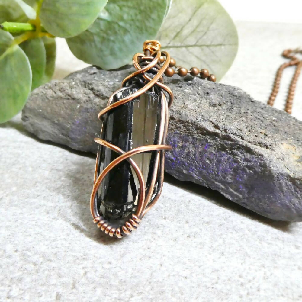 Wire wrapped sales black tourmaline