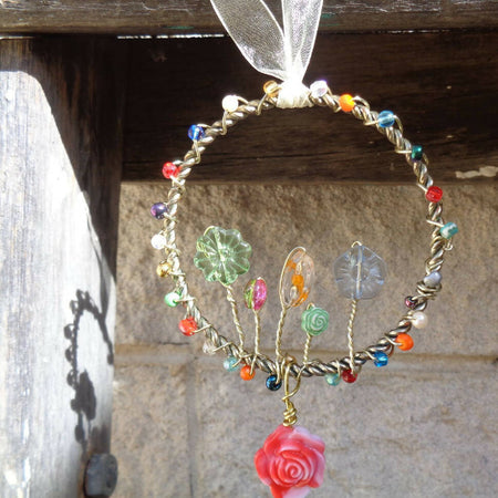 Flower Garden Beaded Suncatcher - Home Decor - Hanging Ornament